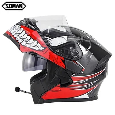 SOMAN Modular Helmet Flip Full Face Motorcycle Helmet Dual Visor Lens Racing Casco casque moto approved 오토바이핼멧