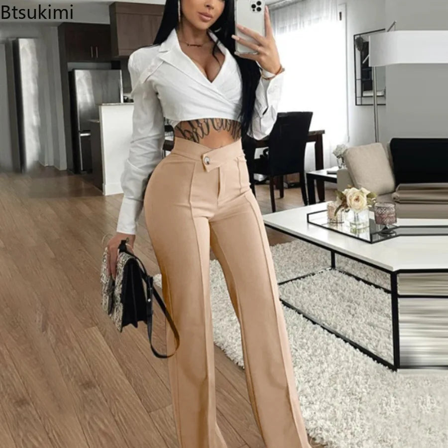 Women Flared Wide-leg Pants New 2026 Fashion Temperament Commuting Pants Versatile Fashionable Casual Wide Leg Pants Trousers