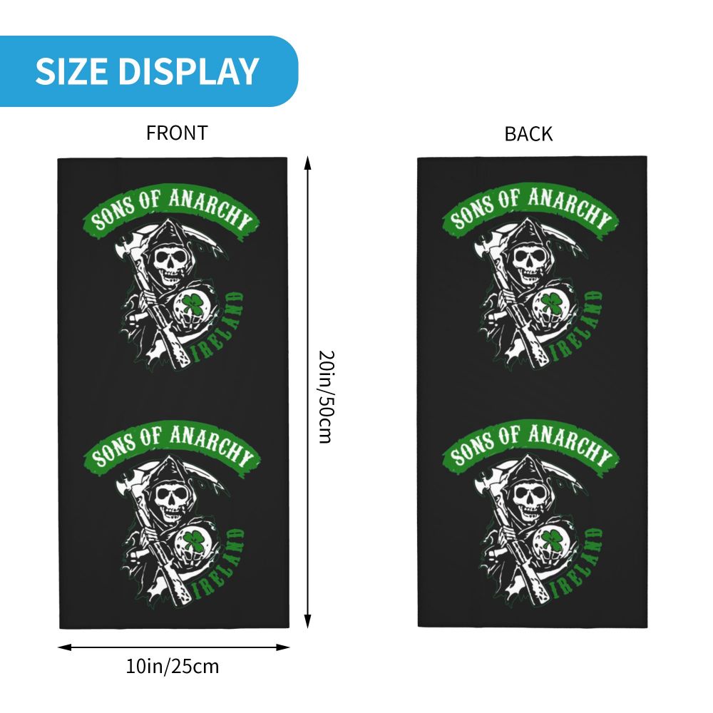 Custom 1 Percenter Essential Sons Bandana Neck Gaiter for Ski Camping Men Women Wrap Scarf TV Show Anarchy Headband Warmer