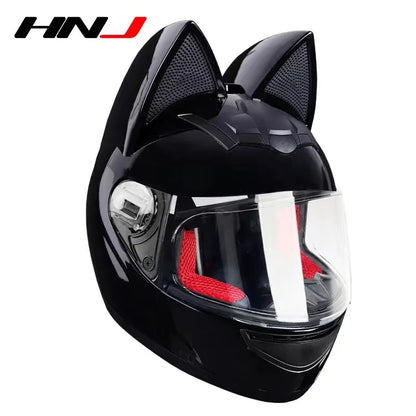 Capacete Casque Moto Motorcycle Full Face Helmet Women Moto Ear Helmets Personality Motorbike Helmet Cat Ear Helmet Motocross