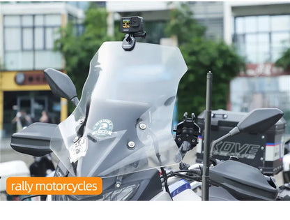 Motorcycle Windshield Clip Mount for Go Pro 13 12 11 10 9 8 7 DJI OSMO 360 Action 4 5 Pro Insta 360 X5 X4 Go 3S ACE Pro 2 Camera