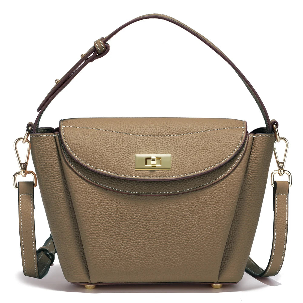 Zency Luxury Genuine Leather Tote Bag For Women Elegant High End Bag Shoulder Crossbody Handbag Top Handle Bags Noble Purple Bag