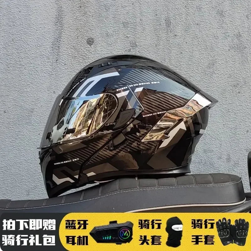 Motorcycle Helmet Full Face Racing Motorbike Helmet with Double Sun Visor Women Man Flip Up Moto Helmets Capacete De Moto