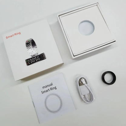 Smart Rings LED Display Screen for Heart Rate Blood Oxygen Sleep Monitoring Multi Sports Modes IP68 Waterproof Ring for Women