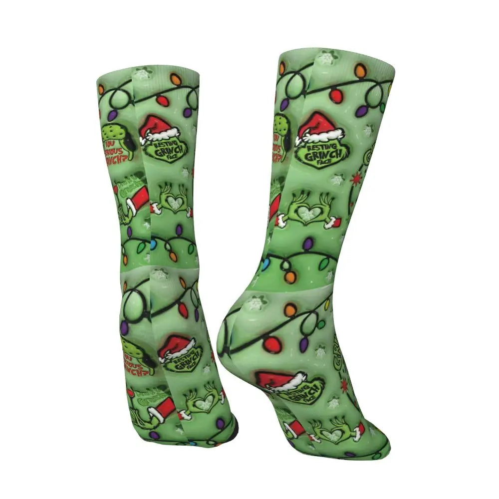Cartoon Grinchh Xmas Socks Men's Women's Funny Happy Christmas Socks Hip Hop Spring Summer Autumn Winter Socks Gift
