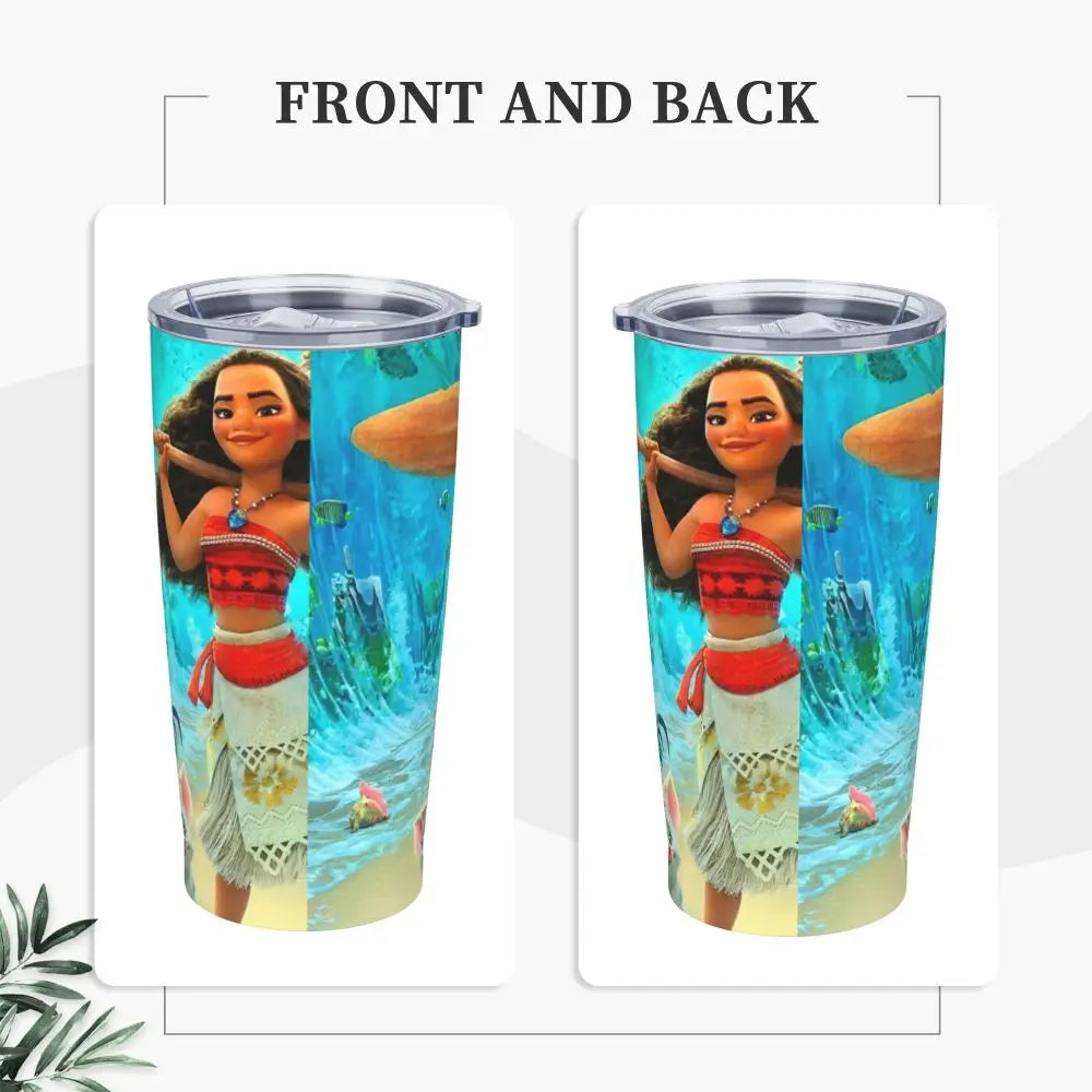 Moana and Pua Cartoon Movie Insulated Tumbler with Straws Stainless Steel Coffee Mugs Double Wall Car Bottle Cups 20oz