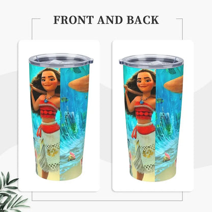 Moana and Pua Cartoon Movie Insulated Tumbler with Straws Stainless Steel Coffee Mugs Double Wall Car Bottle Cups 20oz