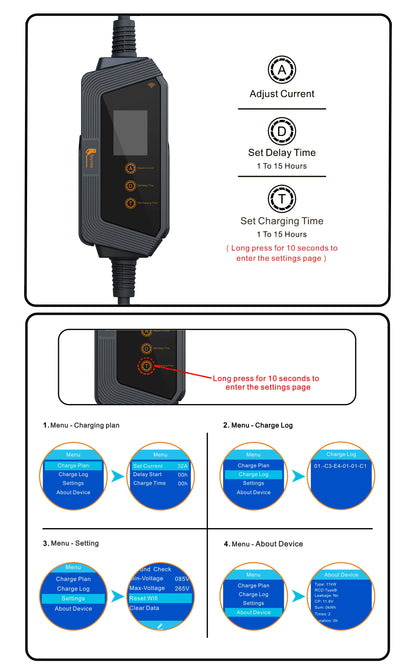 feyree Type1 7KW 32A 1Phase Portable EV Charger J1772 Socket with 5m Cable Smart APP WIFI Control Version for Electric Vehicle