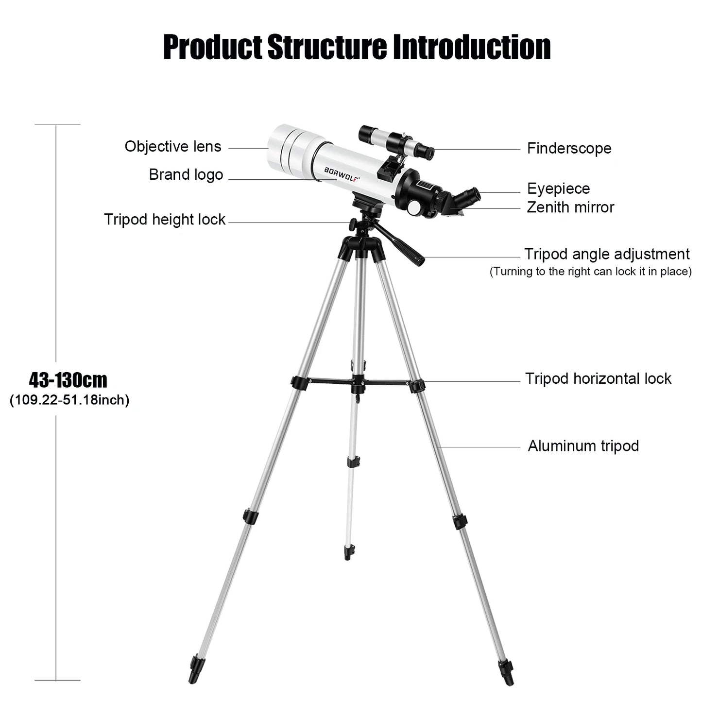 BORWOLF 70400 Professional High-definition Astronomical Telescope 333X To See The Moon and Stars Bird Watching Monocular