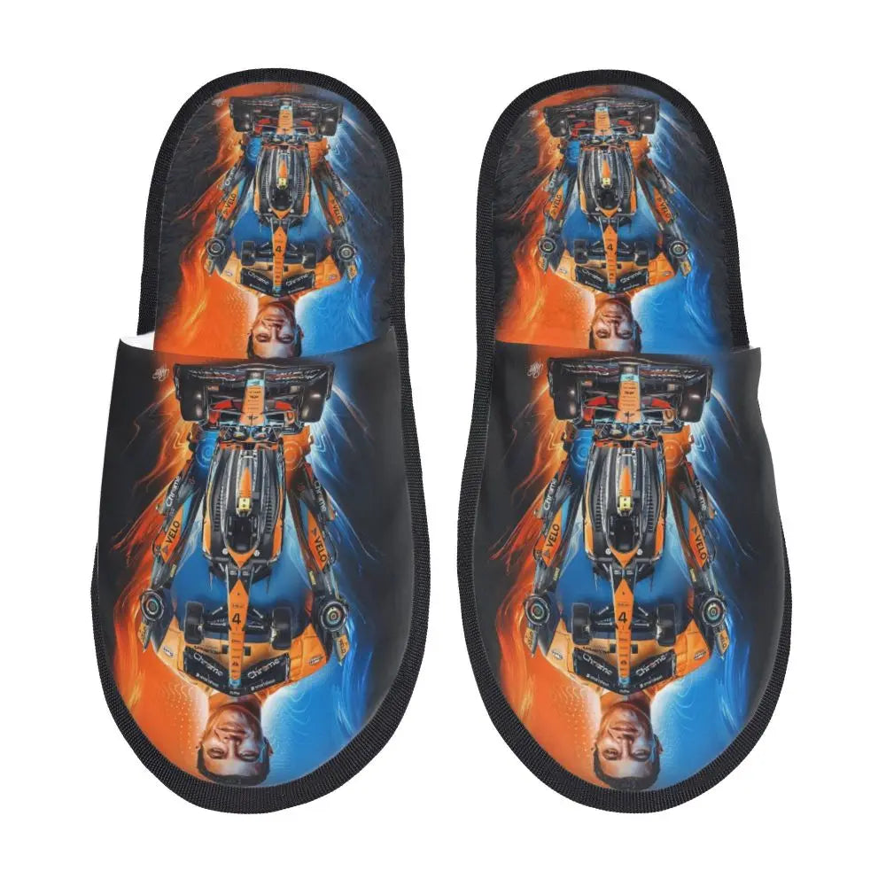 Custom British Lando Norris Racing Driver Guest Slippers for Spa Women House Slipper