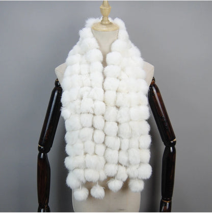 Women Winter Warm Real Rabbit Fur Scarf Hot Sale Natural Rabbit Fur Muffler 2025 Lady 100% Genuine Fur Scarves Wholesale Retail