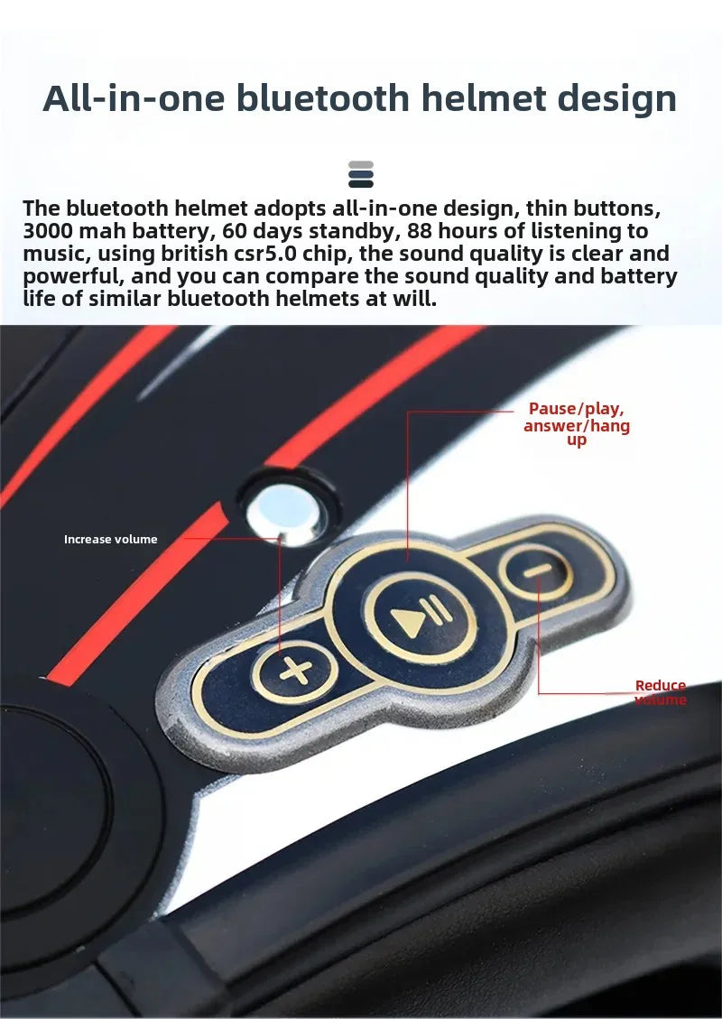 HOT DOT Approved Open Face 3/4 Motorcycle Helmet with Build-In Bluetooth Headset Earphone and Detachable Liner for honda