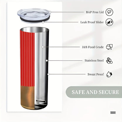 1pcs Bullet 20oz Stainless Steel Tumbler with Straw , Leakproof Travel Cup Gift for Christmas