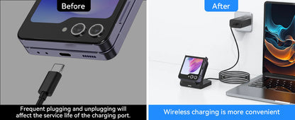 Wireless Charger for Samsung Galaxy Z Flip, 15W Fast Wireless Charging Stand, Compatible with Z Flip 7/6/5/4, for Motorola Razr/Razr+/Razr Ultra 2025, Non-Fold