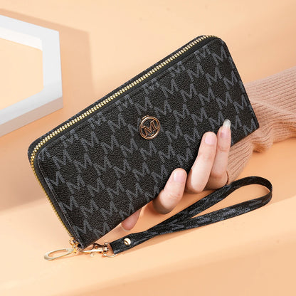Women's Wallet Single Zipper Floral Letter Print Fashionable Coin Purse Compact Money Holder