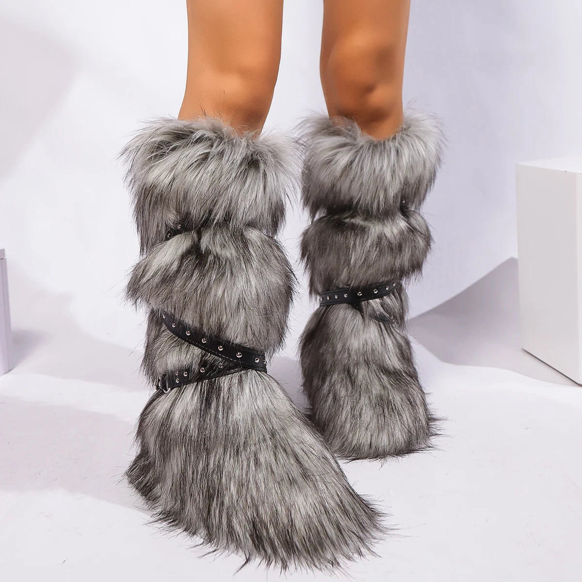 Y2K Fury Snow Boots 2024 New Winter 50cm High Helper Sleeve Fury Boots for Warm and Spicy Girls Fashion Snow Boots for Women