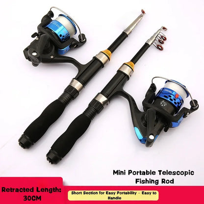 1.0-2.3M Ultra Short Small Sea Fishing Rod with Fishing Wheel Telescopic Ultra Short Cross Sectional Fiberglass Rod Set
