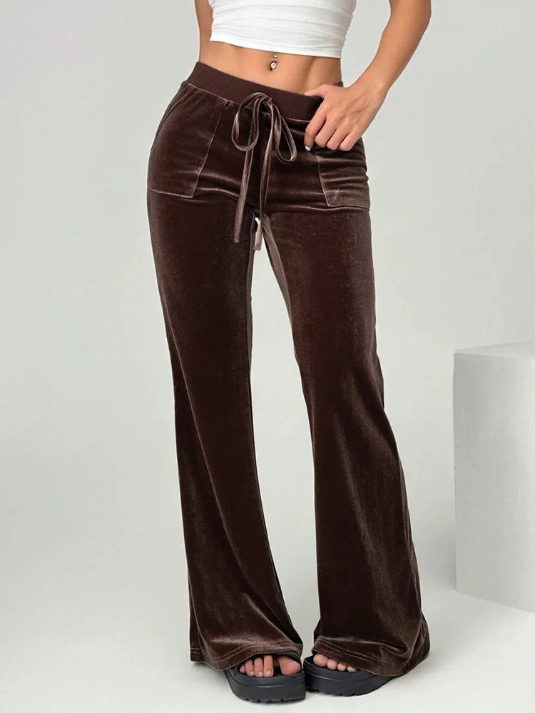 2025 autumn and winter women's micro flared pants slim fit and slimming casual flared pants velvet pants