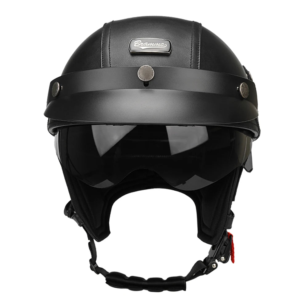 Motorcycle Half Helmet Leather Vintage Helmet Four Seasons General Safety Helmet Anti Fall And Sun Cap Moto Open Face Helmet