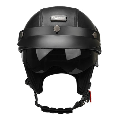 Motorcycle Half Helmet Leather Vintage Helmet Four Seasons General Safety Helmet Anti Fall And Sun Cap Moto Open Face Helmet