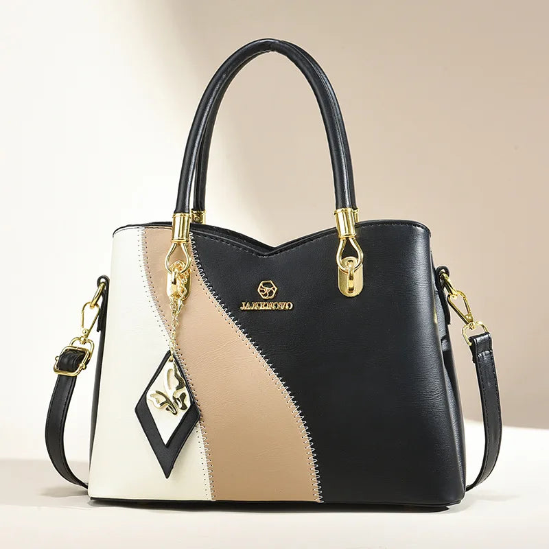 2024 New Three Color Combination Women's Handbag Large Capacity Soft Leather Shoulder Bag Fashion Elegant Women's Crossbody Bag