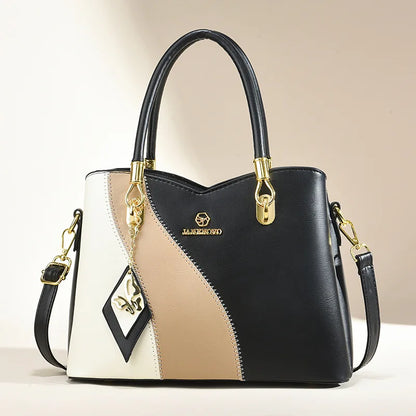 2024 New Three Color Combination Women's Handbag Large Capacity Soft Leather Shoulder Bag Fashion Elegant Women's Crossbody Bag