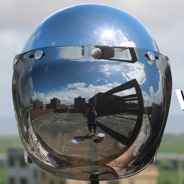HOT Unique Silver Plating Open Face Retro Motorcycle Helmet Vintage Moto Chrome Helmet Sliver Jet Moto 3/4 Half Casco Casque