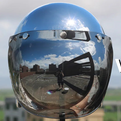 HOT Unique Silver Plating Open Face Retro Motorcycle Helmet Vintage Moto Chrome Helmet Sliver Jet Moto 3/4 Half Casco Casque