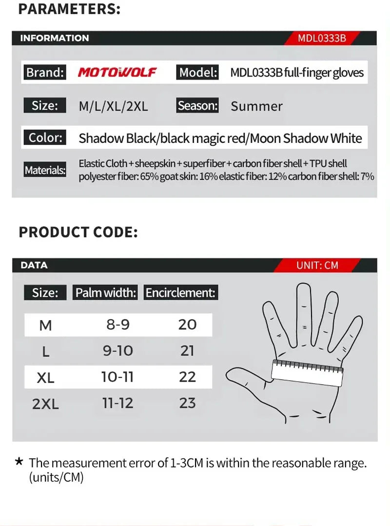 MOTOWOLF Motorcyclist Man Racing Sports Gloves Accessories Windproof Resistant All-Weather Motorcycle Gear Luvas for Men/Women