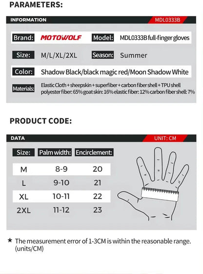 MOTOWOLF Motorcyclist Man Racing Sports Gloves Accessories Windproof Resistant All-Weather Motorcycle Gear Luvas for Men/Women