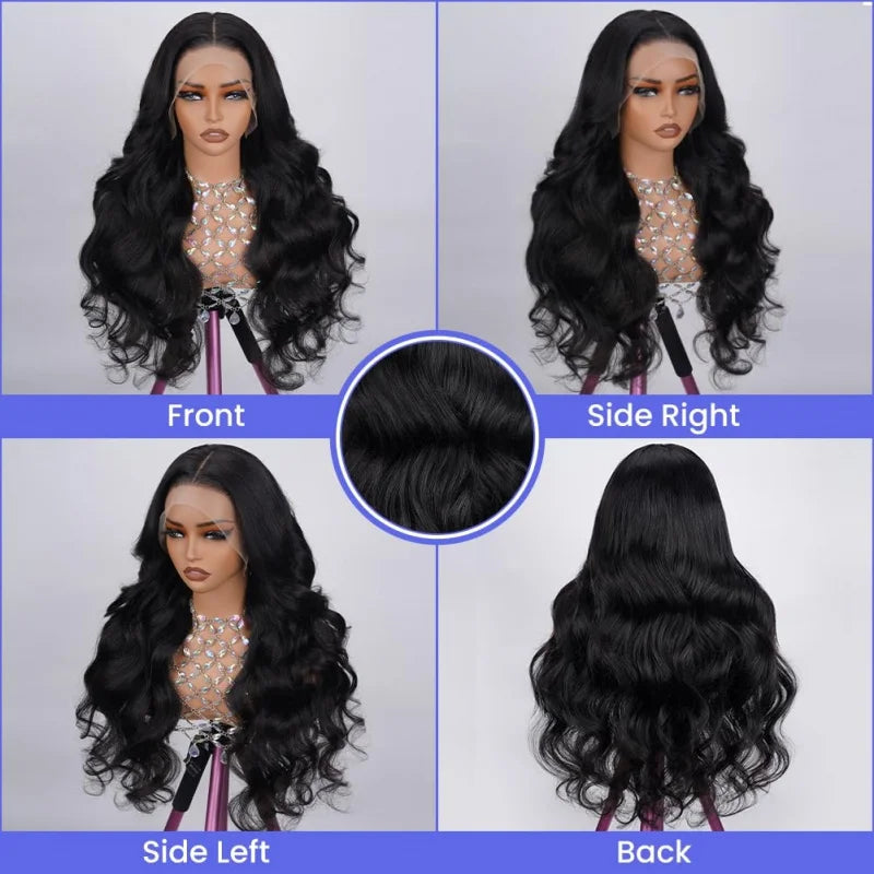 13x4 HD Lace Synthetic Wig, 26 Inch Body Wave, 150% Density. Fine bleached knots, with baby hair, stylish for daily wear.
