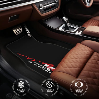 4pcs- Car Floor Mats With HKS POWER AND SPORTS Logo And Vibrant Color Prints, Car Interior Upgrades, Eye-Catching Patterns, High