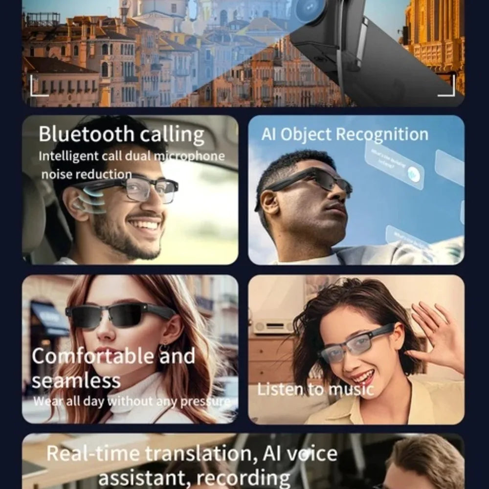 4K Smart AI Glasses 8MP Camera Recording Videos Photo Recognition Answer Translation BT Call Photochromic Sunglasses Waterproof