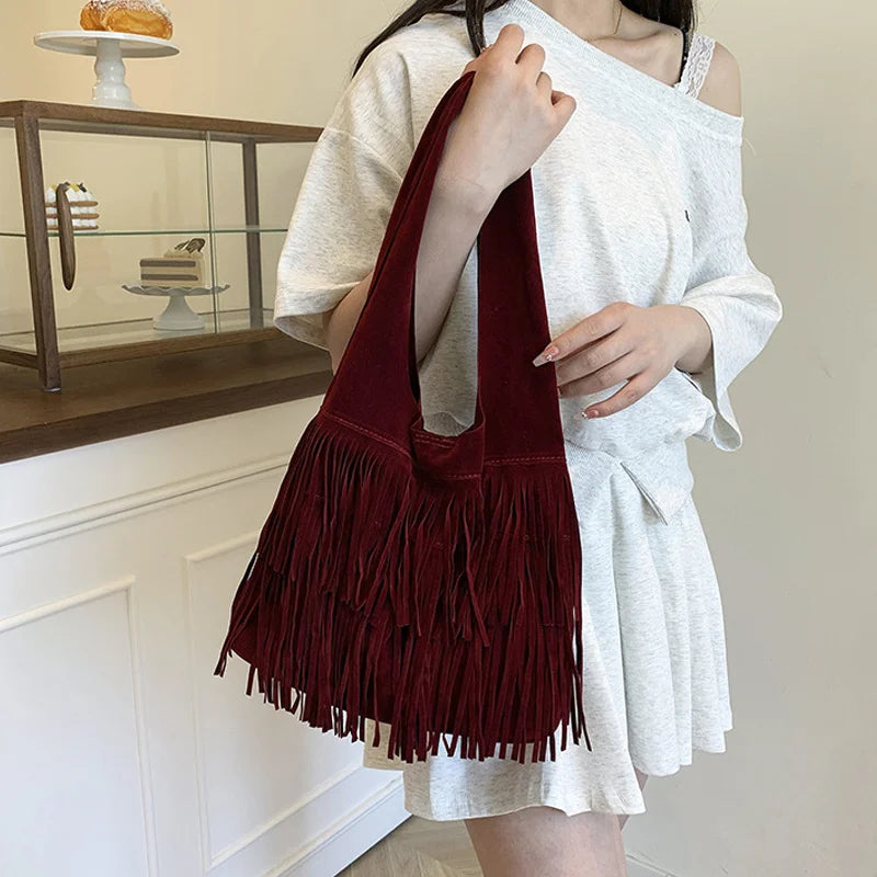 Suede Tassel High Quality Faux Shoulder Bags Fashion Large Capacity Sense of Luxury Popularity Women's Tote Bags Casual New