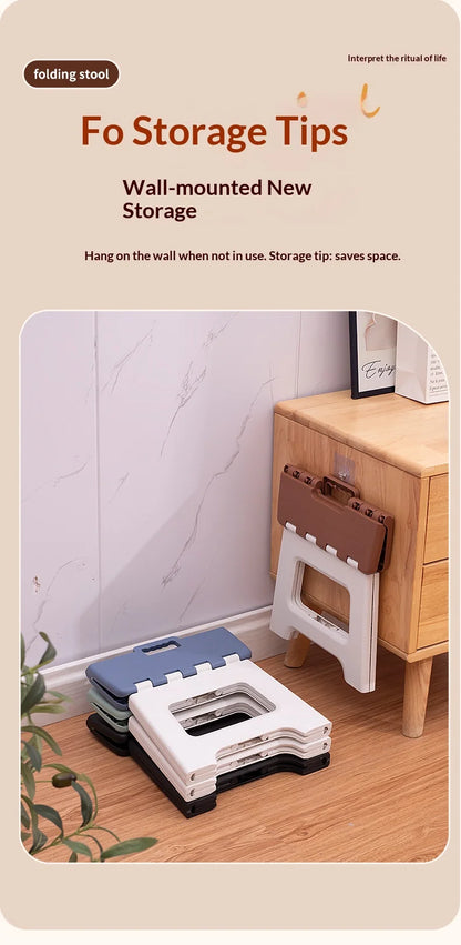 Folding stool, portable outdoor bench, low plastic, easy to carry, suitable for street vending, thickened stool, small household
