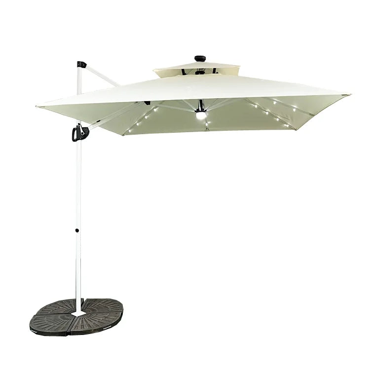 Uplion Modern Large 3M*3M  8ribs with LED Mini Roma Umbrella Double Roof Patio Umbrella Garden  Cantilever Parasol