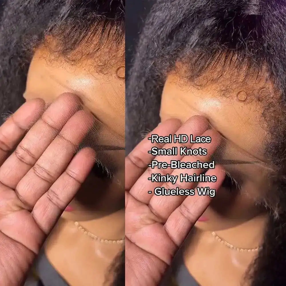 360 Full HD Lace Frontal Wig Human Hair 4C Edges Invisible Strap Glueless Kinky Straight Wig With Kinky Curly Baby Hair