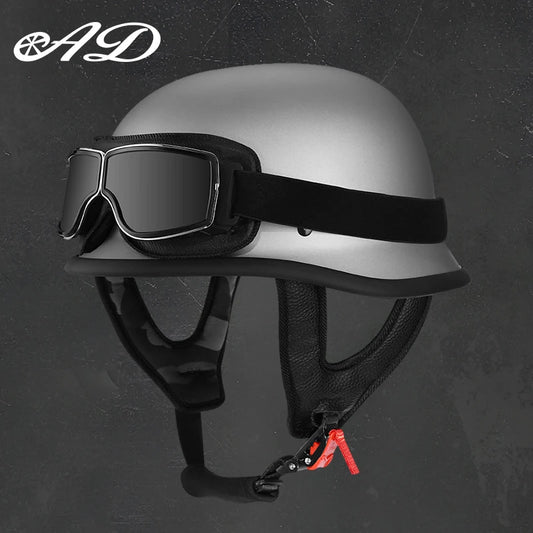 AD new motorcycle helmet retro half helmet four seasons general German soldier helmet motorcycle scoop helmet