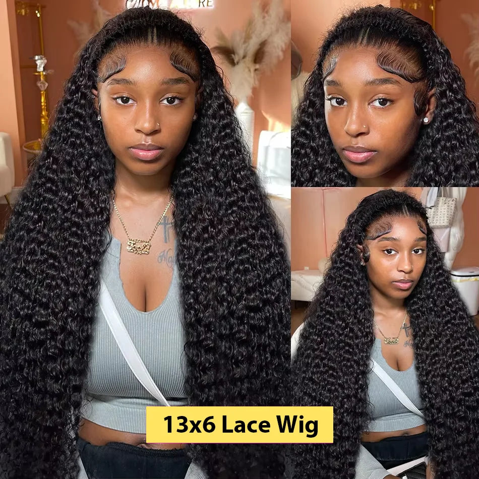 250 Density 13x6 Hd Lace Frontal Wigs Brazilian 32 34 40 Inch Deep Wave Curly Human Hair Wigs 100% For Black Women Preplucked