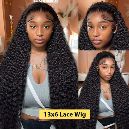250 Density 13x6 Hd Lace Frontal Wigs Brazilian 32 34 40 Inch Deep Wave Curly Human Hair Wigs 100% For Black Women Preplucked