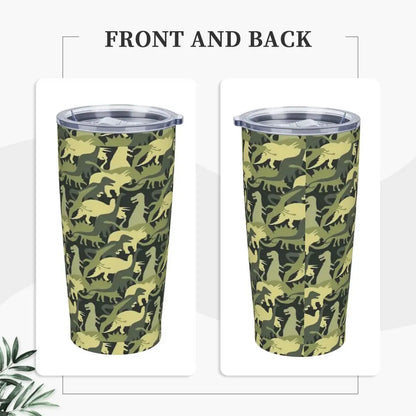 Stainless Steel Tumbler Dinosaur Silhouette Mugs Cup With Straws Animal Beach Cold Drink Water Bottle Insulated Thermal Mug