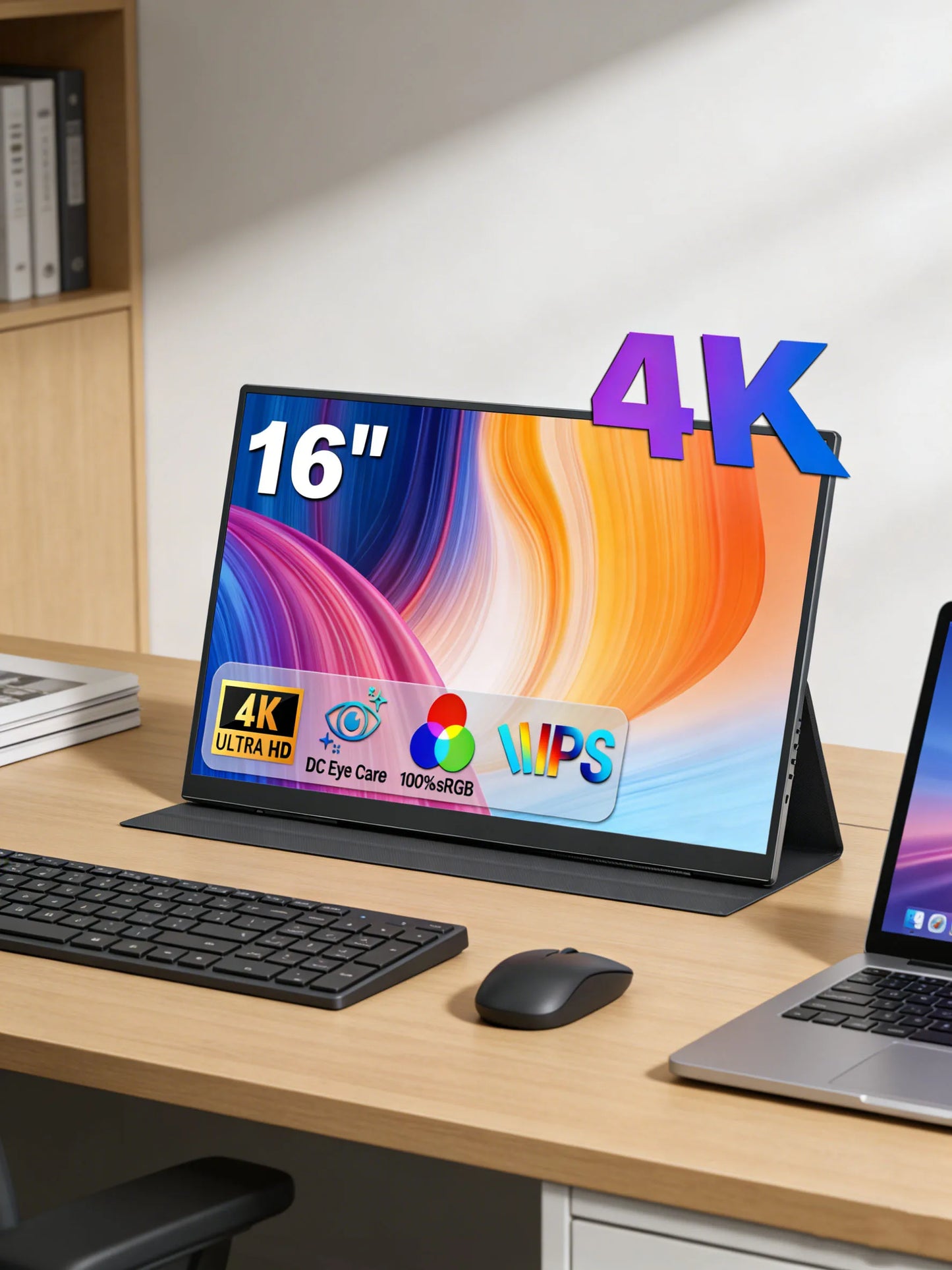 16" 4K Portable Monitor 3840x2400 16:10 UHD 1500:1 Contrast 100% DCI-P3 , External Second Screen for Laptop PC Phone PS5 Gaming