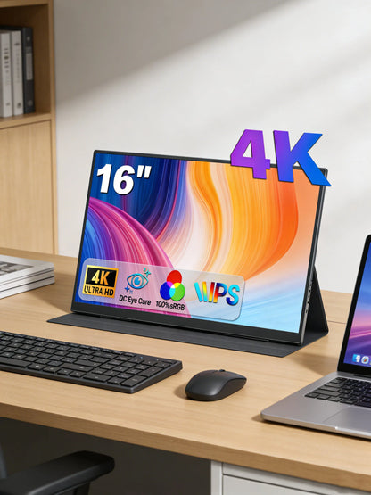 16" 4K Portable Monitor 3840x2400 16:10 UHD 1500:1 Contrast 100% DCI-P3 , External Second Screen for Laptop PC Phone PS5 Gaming