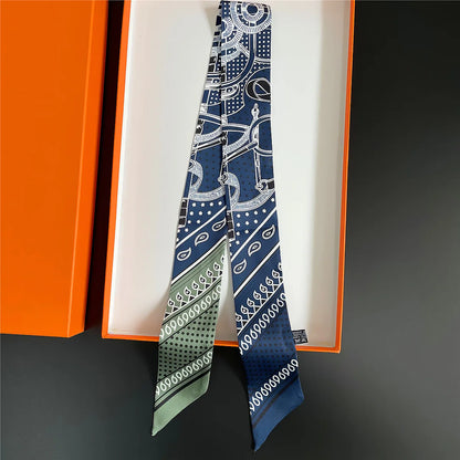 Luxury Brand Horse Bag Scarf 2024 New Design Womens Silk Scarf Fashion Head Scarf Headwear Long Skinny Scarves Bag Accessories