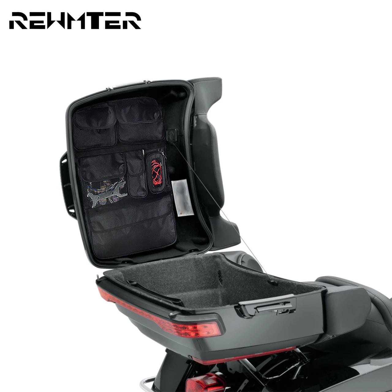 Motorcycle Saddlebag Tour Luggage Organizer Lid Storage Bag For Harley Touring  Road King Street Glide FLHR FLHTK 2014-Later