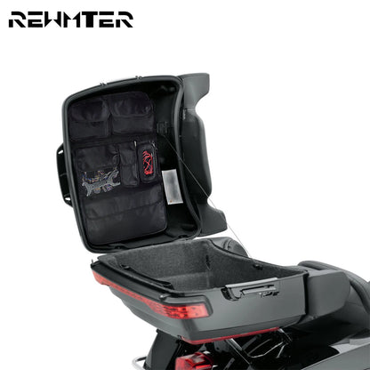 Motorcycle Saddlebag Tour Luggage Organizer Lid Storage Bag For Harley Touring  Road King Street Glide FLHR FLHTK 2014-Later