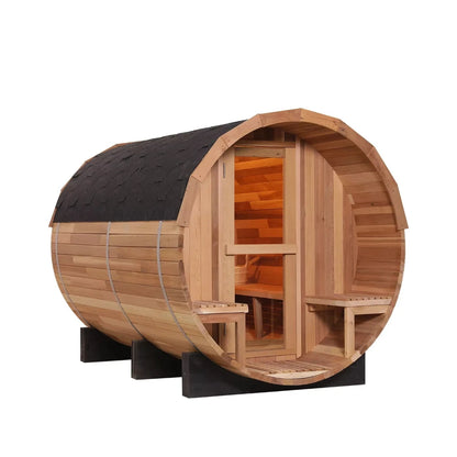 Customizable 3 Person Mini Outdoor Barrel Sauna Red Cedar Wood Dry Steam Sauna Room with Electric Sauna Heater for Cabin