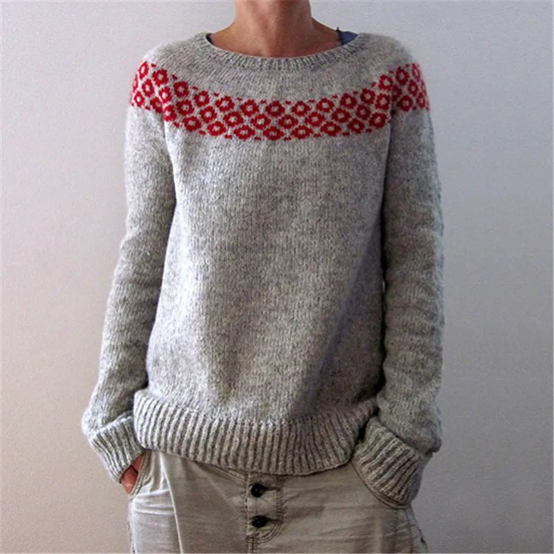 2025 Spring Knitted Women Sweater Print O-neck Long Sleeve Casual Loose Sweaters Female Winter Elegant Trendy Ladies Clothes