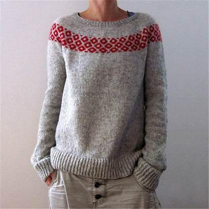 2025 Spring Knitted Women Sweater Print O-neck Long Sleeve Casual Loose Sweaters Female Winter Elegant Trendy Ladies Clothes