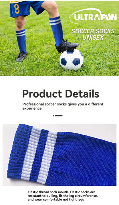 Loogdeel Kids Youth Adult Soccer Socks Stripe Knee High Softball Baseball Sports Socks Breathable Football Socks for Men Women